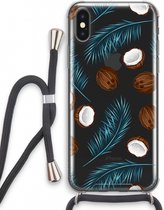 Case Company® - iPhone XS hoesje met Koord - Kokosnoot - Telefoonhoesje met Zwart Koord - Extra Bescherming aan alle Kanten en Over de Schermrand