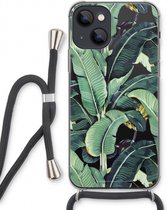 Case Company® - iPhone 13 hoesje met Koord - Bananenbladeren - Telefoonhoesje met Zwart Koord - Extra Bescherming aan alle Kanten en Over de Schermrand