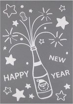 raamsticker gelukkig nieuwjaar 28,5 x 40 cm wit/grijs