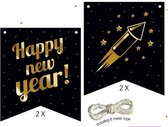 vlaggenlijnkit 'happy new year' 8 meter 5-delig