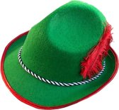 hoed Oktoberfest heren vilt groen/rood one-size
