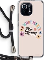 Case Company® - Xiaomi Mi 11 hoesje met Koord - Happy days - Telefoonhoesje met Zwart Koord - Bescherming aan alle Kanten en Over de Schermrand
