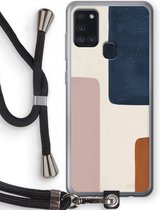 Case Company® - Samsung Galaxy A21s hoesje met Koord - Geo #5 - Telefoonhoesje met Zwart Koord - Bescherming aan alle Kanten en Over de Schermrand