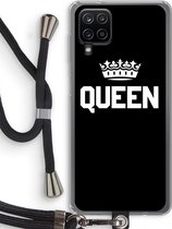 Case Company® - Samsung Galaxy A12 hoesje met Koord - Queen zwart - Telefoonhoesje met Zwart Koord - Bescherming aan alle Kanten en Over de Schermrand
