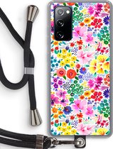 Case Company® - Samsung Galaxy S20 FE / S20 FE 5G hoesje met Koord - Little Flowers - Telefoonhoesje met Zwart Koord - Bescherming aan alle Kanten en Over de Schermrand