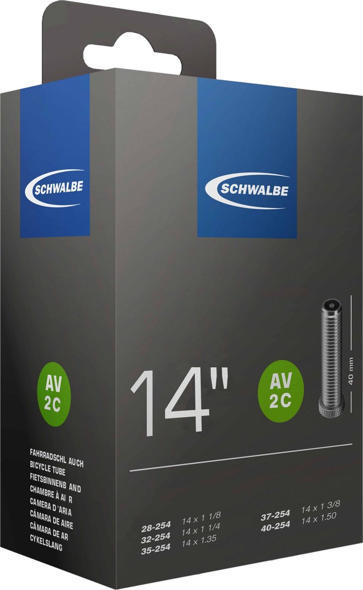 Schwalbe binnenband AV2S 14 inch ETRTO 32/40-254 Auto/Schrader ventiel