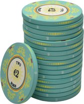 Macau deluxe keramische cashgame poker chips €2,- blauw (25 stuks) - pokerchips - pokerfiches - poker fiches - keramisch - pokerspel - pokerset - poker set
