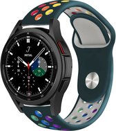 Strap-it Watch 4 & Watch 5 bandje - Samsung Galaxy Watch 4 Classic 46mm sport band - dennengroen/kleurrijk - Geschikt voor Samsung Galaxy Watch 5 Pro – 44mm – 40mm & Galaxy Watch 4