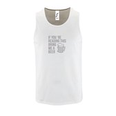 Witte Tanktop sportshirt met "If you're reading this bring me a Beer " Print Zilver Size XL