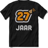 27 Jaar Feest kado T-Shirt Heren / Dames - Perfect Verjaardag Cadeau Shirt - Goud / Zilver - Maat XL