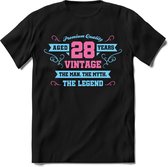 28 Jaar Legend - Feest kado T-Shirt Heren / Dames - Licht Blauw / Licht Roze - Perfect Verjaardag Cadeau Shirt - grappige Spreuken, Zinnen en Teksten. Maat S