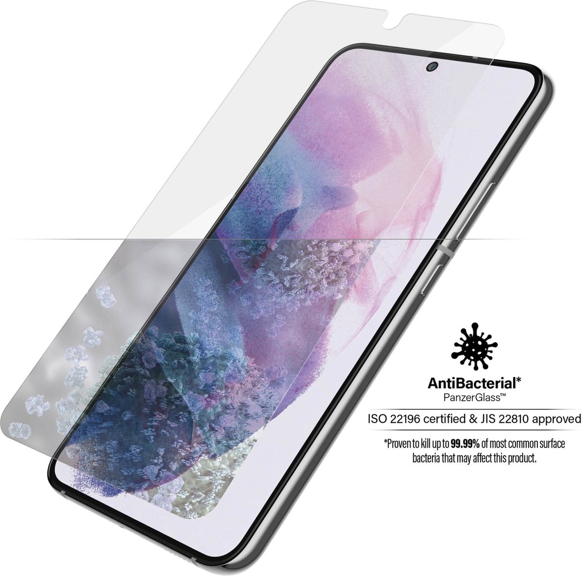 PanzerGlass Anti-Bacterial Case Friendly Screenprotector voor de Samsung Galaxy S22 - Zwart