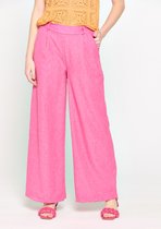 LOLALIZA Linnen look broek - Fuchsia - Maat 48