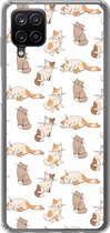 Geschikt voor Samsung Galaxy A12 hoesje - Patroon - Kat - Kitten - Jongens - Meisjes - Kinderen - Kids - Siliconen Telefoonhoesje