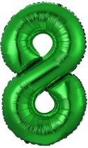 Ballon Cijfer 8 Jaar Groen Helium Ballonnen Verjaardag Versiering Cijfer ballonnen Feest versiering Met Rietje - 70Cm