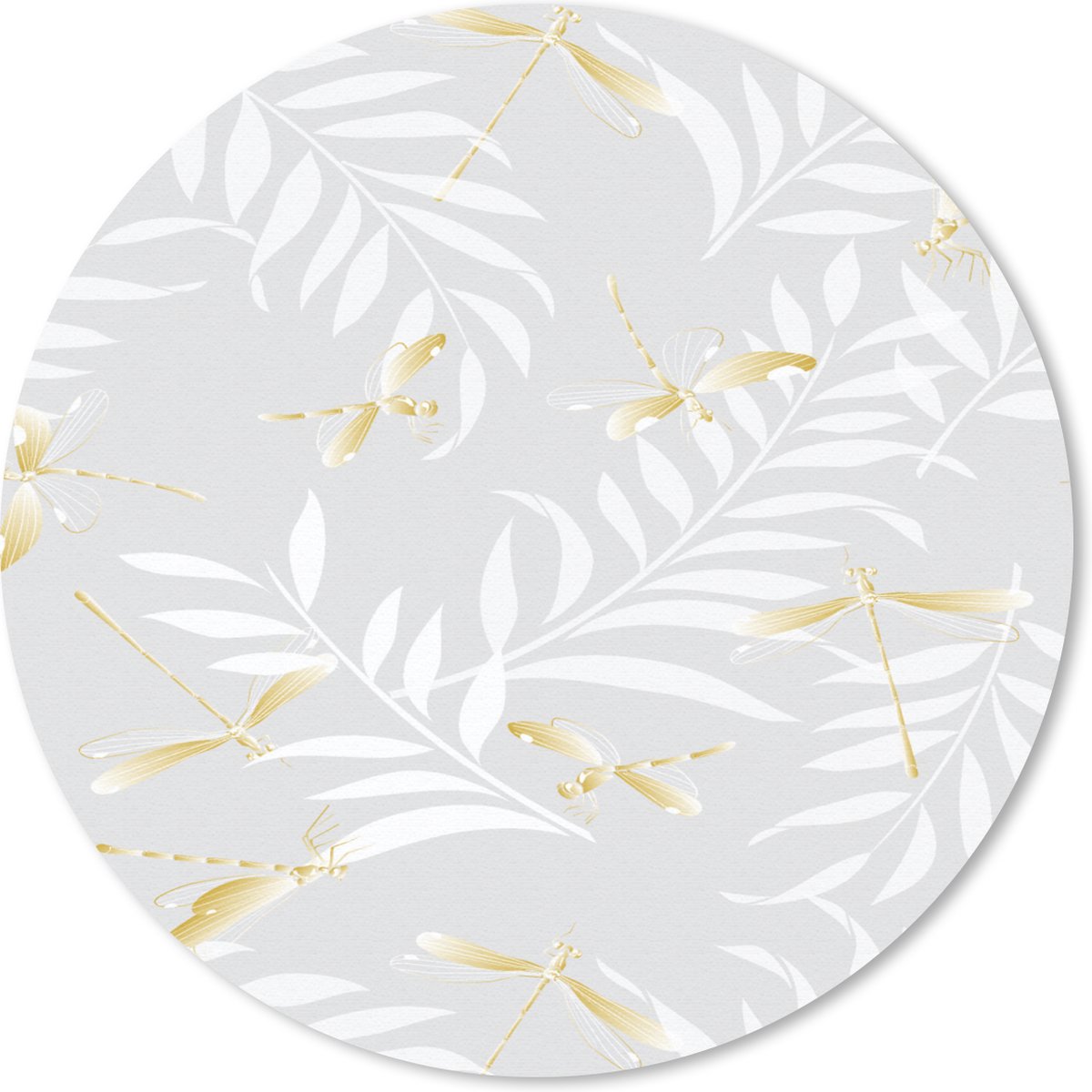 Muismat rond 20x20 cm - Mousepad Libelle - Patronen - Goud - Ronde muismatten