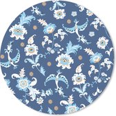 Bol.com Muismat - Mousepad - Rond - Patroon - Vogel - Bloemen - 20x20 cm - Ronde muismat aanbieding