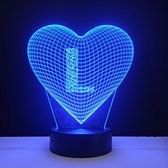 3D LED Lamp - Hart Met Letter - L