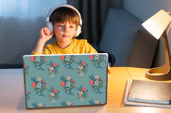 Autocollant pour ordinateur portable - 11,6 pouces - Bouquet - Motifs - Fleurs - Coquelicot - 30x21cm - Autocollants pour ordinateur portable - Skin pour ordinateur portable - Couverture