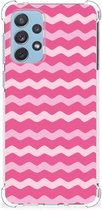 Foto hoesje Geschikt voor Samsung Galaxy A73 Smartphone hoesje met doorzichtige rand Waves Pink