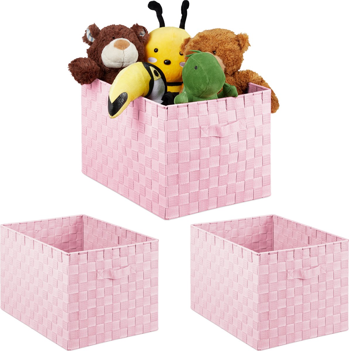 Relaxdays opbergmand met deksel, kunststof, mandje voor badkamer, 1,8 l, HxBxD: ca. 10,5 x 19,5 x 14,5 cm, grijs