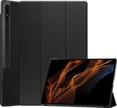 DrPhone Smart Tri-Fold Cover - Geschikt voor Galaxy Tab SM S8 Ultra/x900/x906 - PU lederen Hoes/Case - Opvouwbare Stand - Zwart
