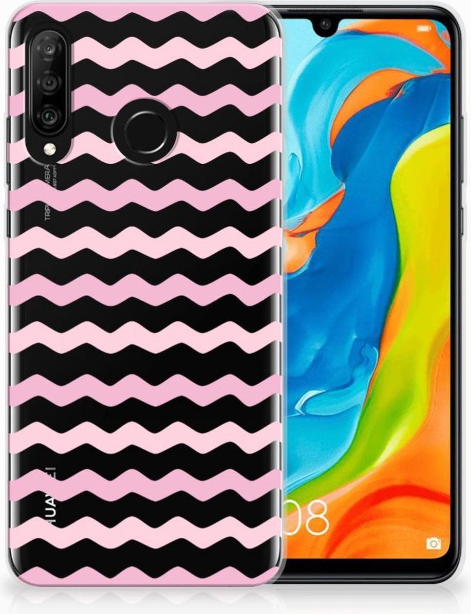 Huawei P30 Lite TPU bumper Waves Roze