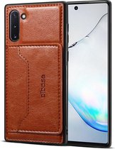 Samsung Galaxy Note 10 , Coque en gel en cuir avec support et emplacement pour carte, marron clair - Coque de téléphone adaptée pour: Samsung Galaxy Note 10
