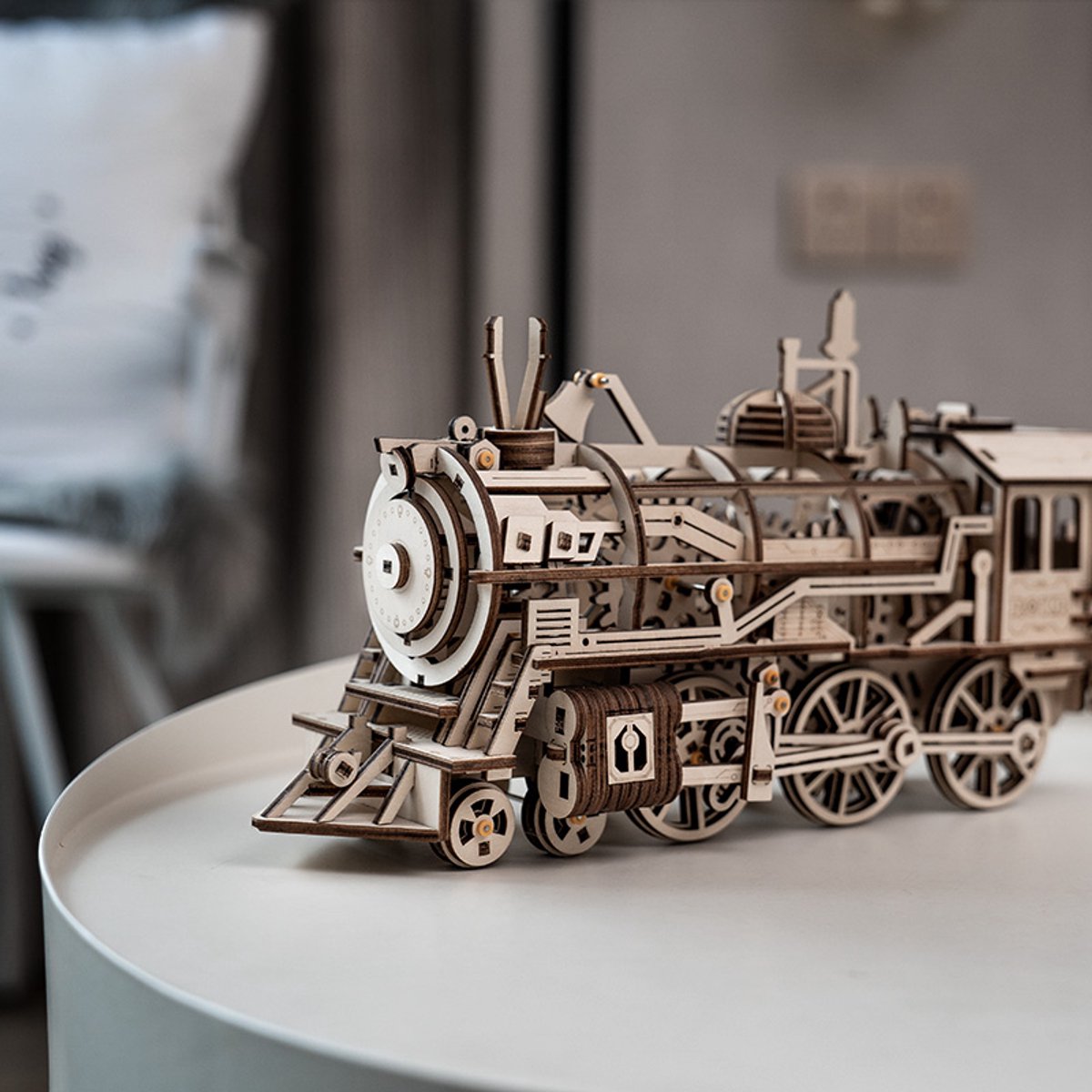 Robotime modelbouwpakket Locomotief hout 370mmx185mmx120mm - Naturel kleur — afbeelding 19