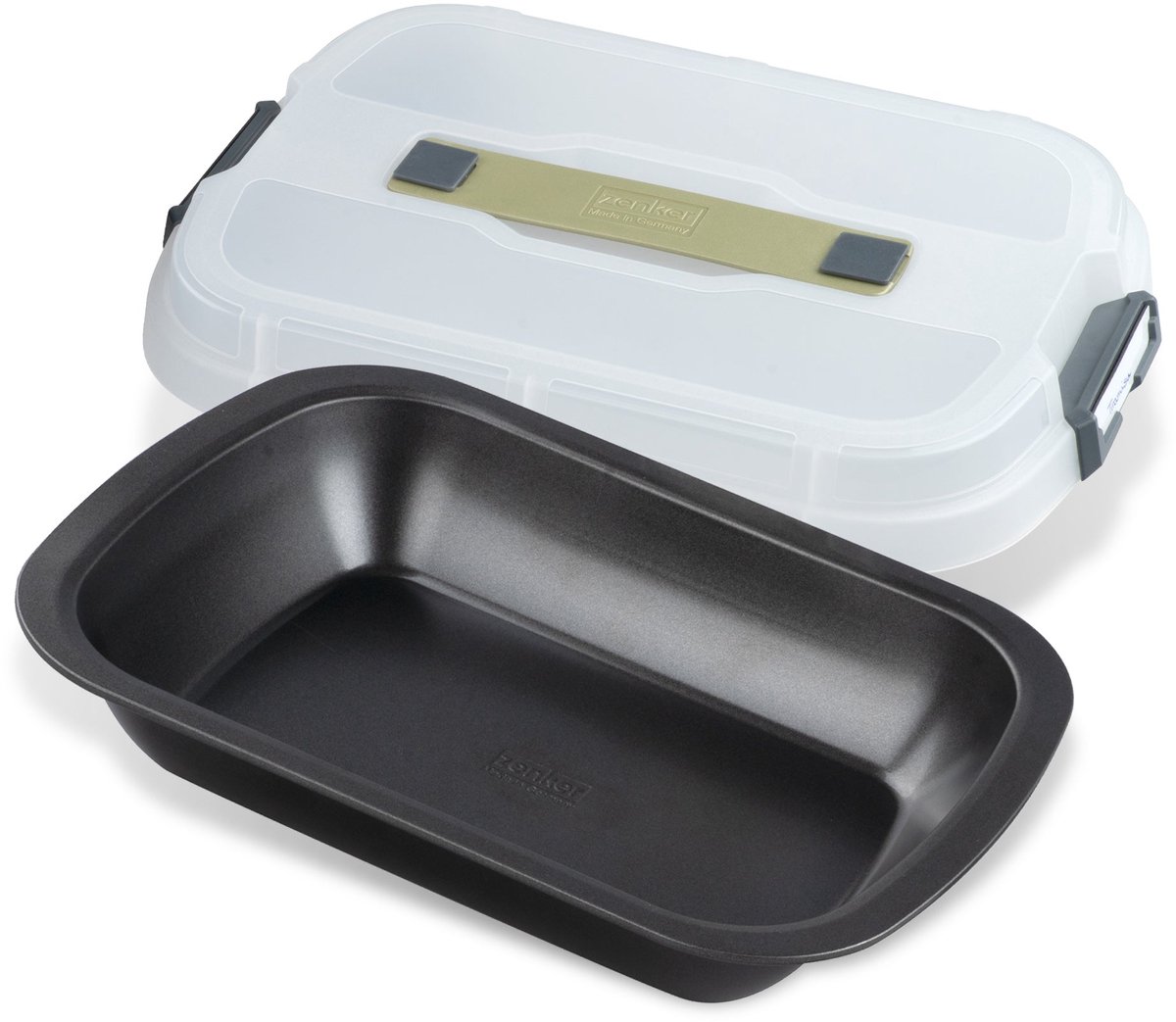 Rechthoekige taartvorm met deksel voor transport 34 x 24 cm Zenker Bake Click and Go