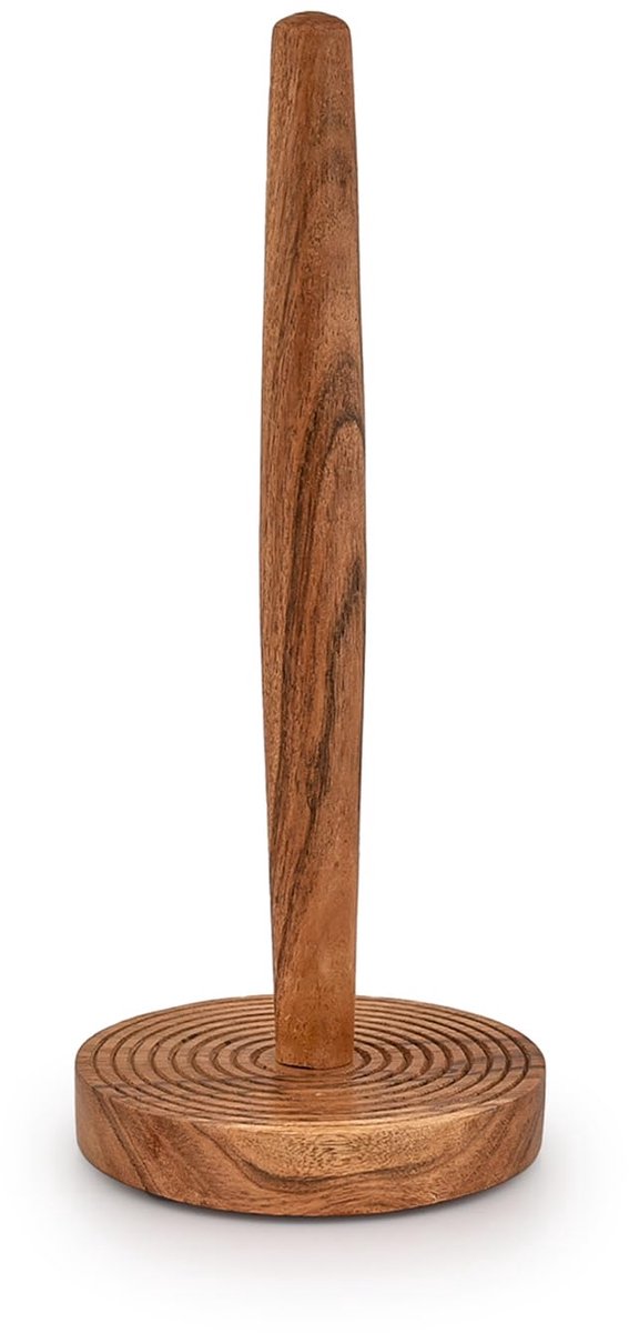 My Ninki ® Stijlvolle Vrijstaande Keukenrolhouder van IJzer en Acacia Hout voor Elke Keukenstijl