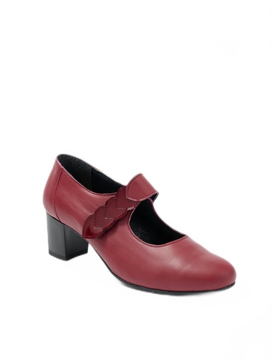 Escarpins à talons d'une largeur confortable avec fermeture velcro en cuir