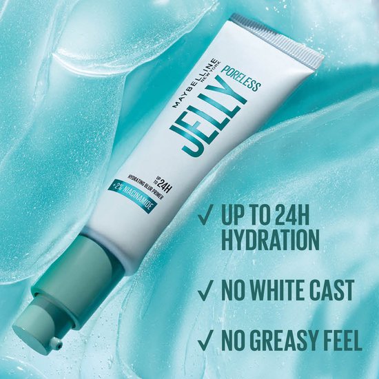 Maybelline New York Poreless Jelly Primer - Hydrateert tot 24 uur lang - Formule met 2% Niacinamide - 30ml