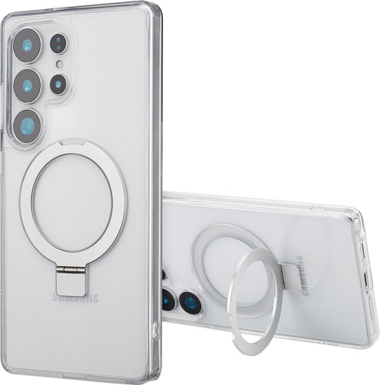 Accezz Coque adaptée pour Samsung Galaxy S25 Ultra - Accezz Ring Stand Back Cover adaptée pour MagSafe - Transparent