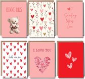Valentijnskaart - Valentijnsdag - Kaart Liefde - Kaart Valentijn - Kaartje Liefde - Kaartje Valentijn - Kaartenset - Liefde - 6 kaarten Incl Enveloppen