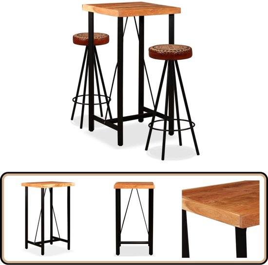 vidaXL Barkrukken 2 st echt leer en massief acaciahout, keukenstoel, restaurant barkruk, stoel, stoelen, barstoel, keukenstoel, houten kruk, bar kruk vidaXL Barkrukken 2 st echt leer en massief acaciahout, keukenstoel, restaurant barkruk, stoel, stoelen, barstoel, keukenstoel, houten kruk, bar kruk