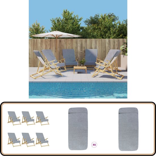 Serviettes de Plage vidaXL Grijs - Ensemble de 6 (60x135cm) Serviette de Plage - Beach Towel - Badelaken - Accessoires d'Été - Affaires de Plage