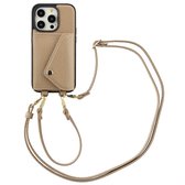 Étui Selencia - Adapté à iPhone 14 Pro - Étui Sera Cord avec enveloppe porte-cartes - Beige