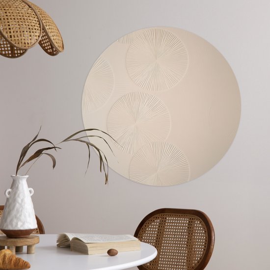 WallCircle® - Cercle de papier peint 50x50 cm - Stickers muraux Japandi - Beige - Moderne - Cercle mural salon - Cercle mural chambre - Décoration de chambre autocollante - Accessoires de Décoration murale
