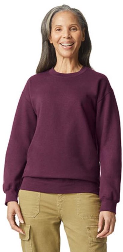 Gildan - Softstyle Midweight Fleece Crewneck Sweater - Maroon maat S