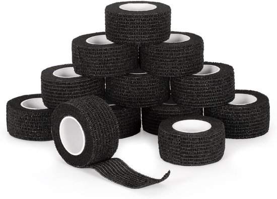Foto: Vingerverbanden 12 rollen vingerpleister zelfklevende verbanden 2 5 cm x 4 m zelfklevende verbanden zelfklevende verbanden elastische verbanden zelfklevende fixatieverbanden dierenartsverbanden voor eerstehulpsporten zwart