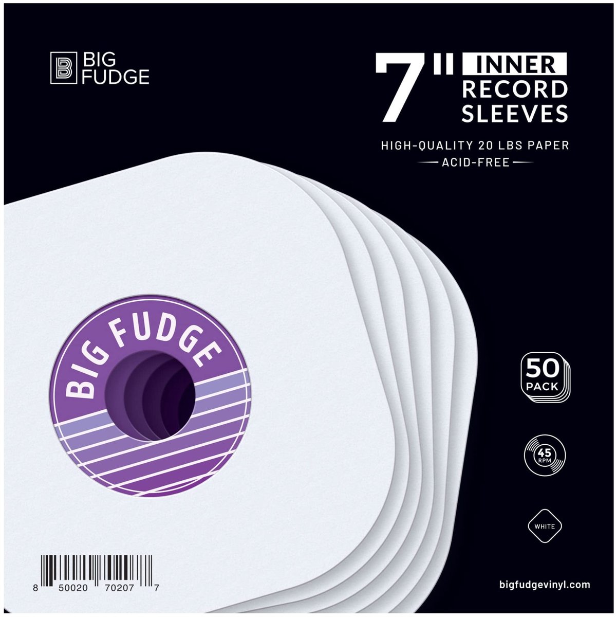 BIG FUDGE Premium Master Vinyl Platenhoezen - 18 cm x 50st - Archivering Antistatische Rijstpapier Binnenhoezen - Doorzichtige 3 Laags LP Hoezen - Beschermhoes voor Platen
