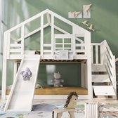 Bol.com Sweiko Kinderstapelbed met Trapopbergruimte Boomhut met lades en Valbeveiliging 90 x 200 cm Kinderstapelbed met glijbaan... aanbieding