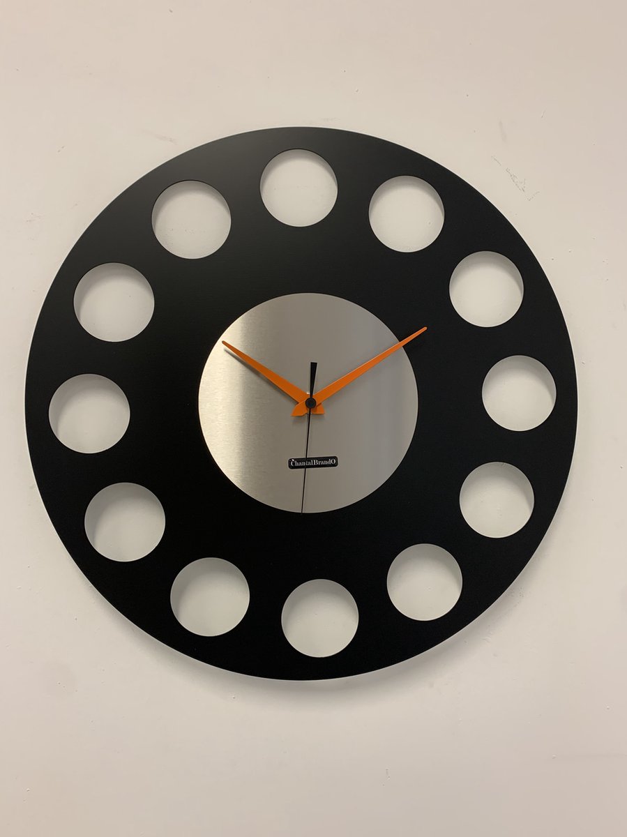 ChantalBrandO Wandklok MARAVAL Black & Silver XL Modern Design