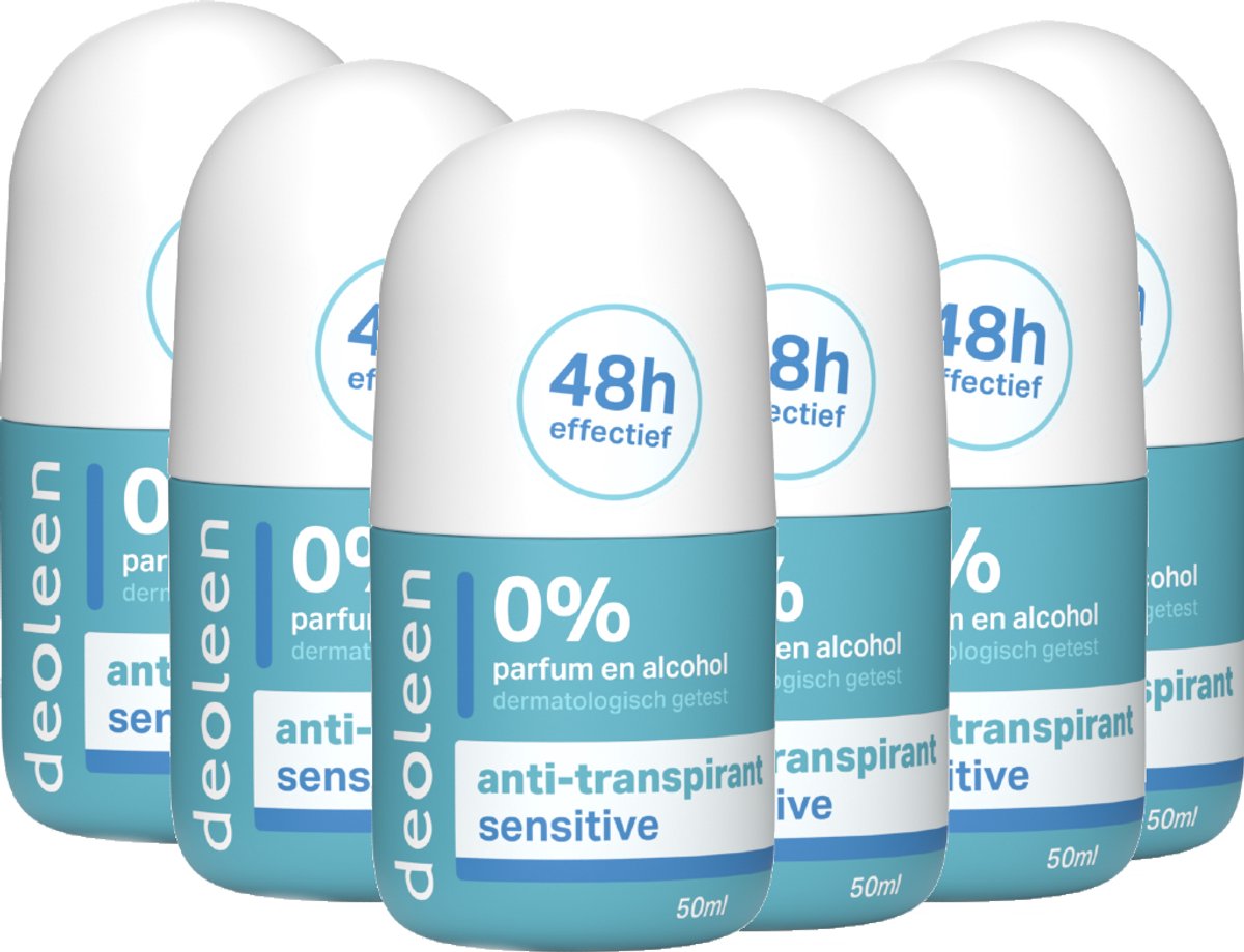 Bol.com Deoleen Anti-transpirant - Roller Sensitive - Deodorant - 50 ml 6 pack aanbieding