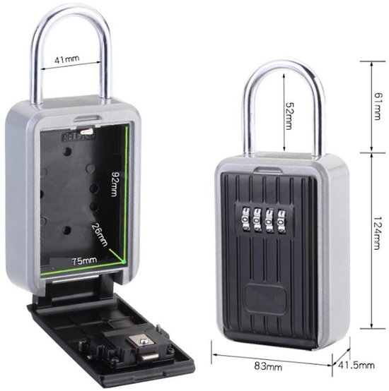 Key Lock Box Combination 4 Digits, Aluminum Alloy Lockbox, Spare Key ...