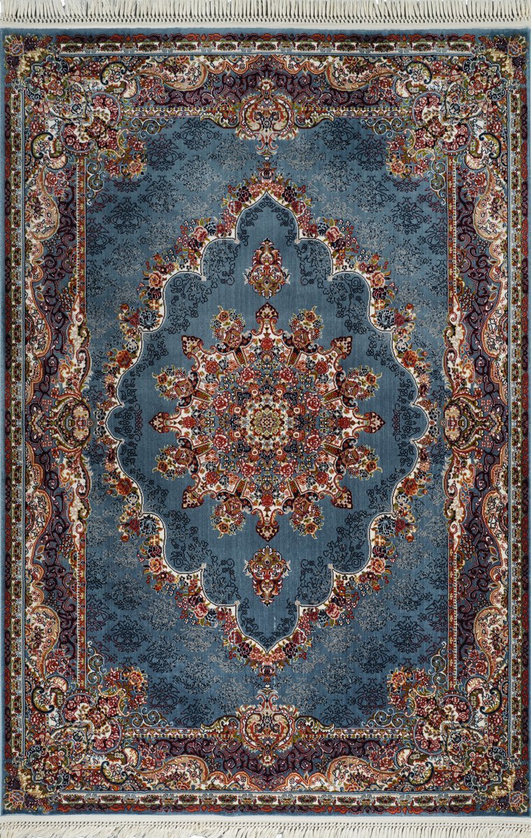 Muratap Isfahan Oosters Vloerkleed Klassiek Vintage Tapijt Blauw- 250x350 CM
