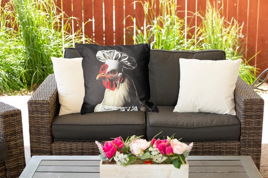 Sierkussen Buiten - Kok - Rood - Kip - 60x60 cm - Weerbestendig