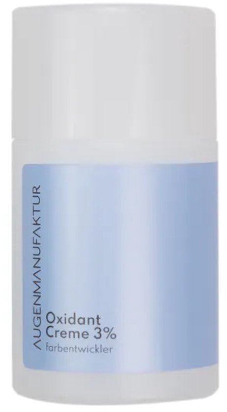 Augenmanufaktur Oxidantcrème 3% kleurontwikkelaar in witte verpakking met lichtblauwe band.