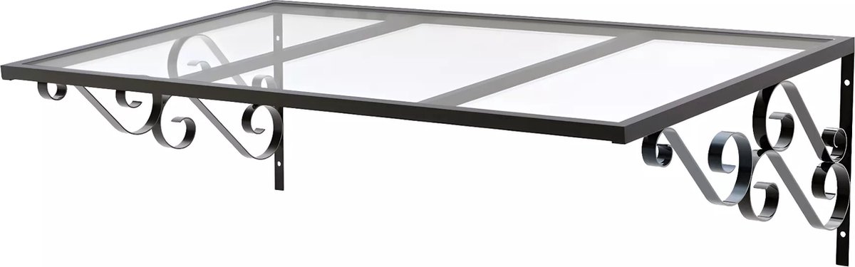 Vente-unique Charmante luifel AMBAN van aluminium - 120 x 80 cm L 120 cm x H 42.5 cm x D 80 cm
